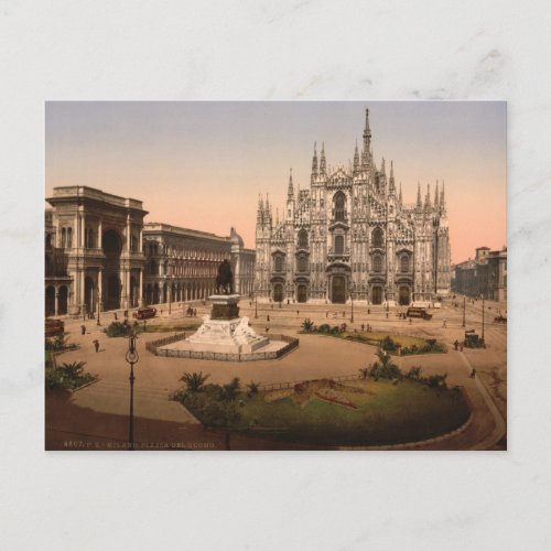 Milan Cathedral and Piazza Lombardy Italy Postcard