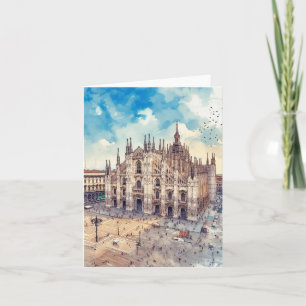 Milan Cathedral Italy Watercolor Card