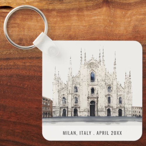 Milan Cathedral Italy Watercolor Italian Travel Keychain