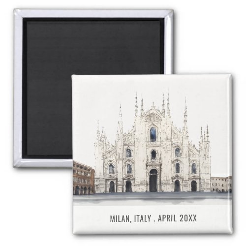 Milan Cathedral Italy Watercolor Italian Travel Magnet