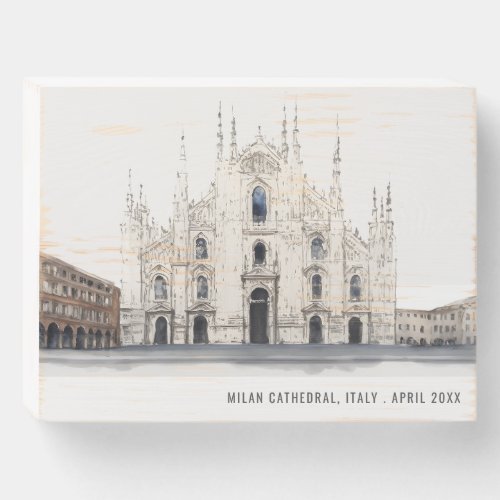 Milan Cathedral Italy Watercolor Italian Travel Wooden Box Sign