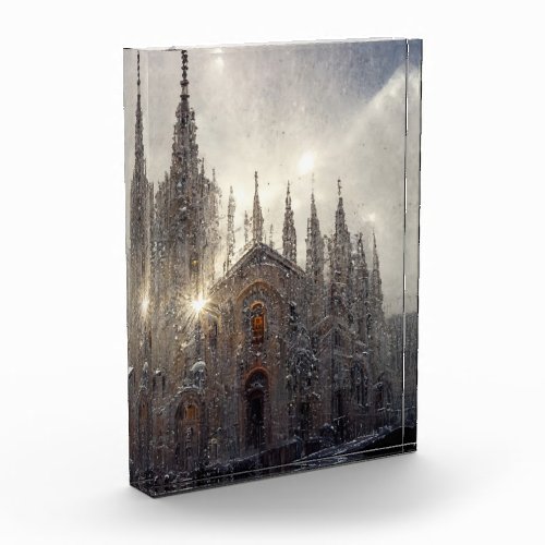 Milan duomo in the snow  photo block