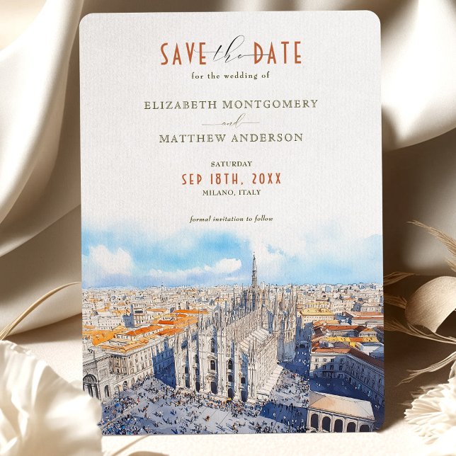 Milan Duomo Save the Date Watercolor Invitation (Creator Uploaded)