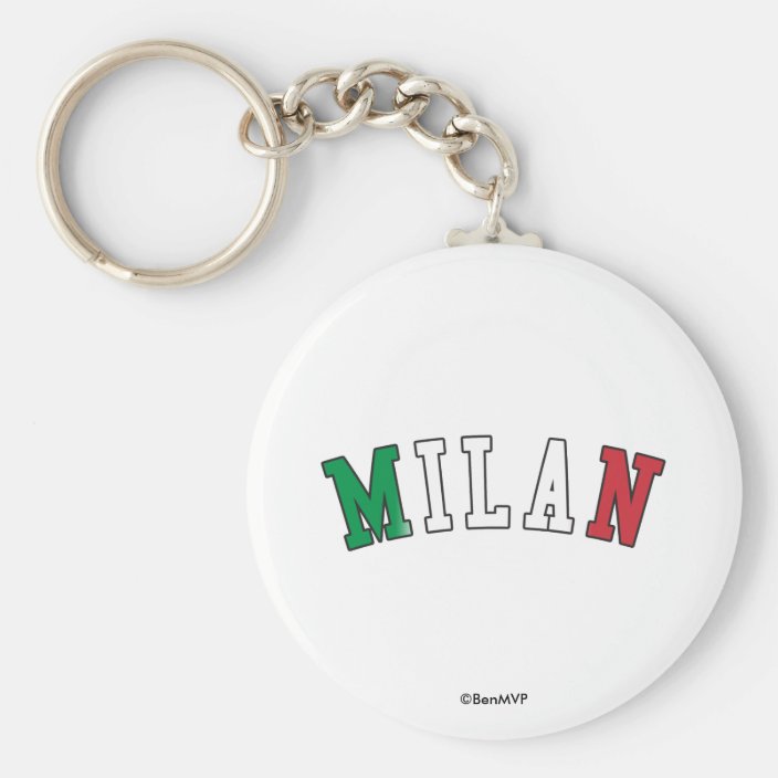 Milan in Italy National Flag Colors Key Chain