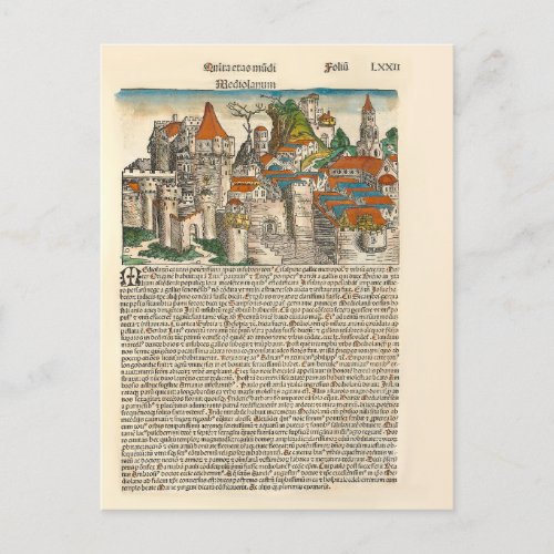Milan Italy 1493 Medieval Chronicle Old Book Postcard