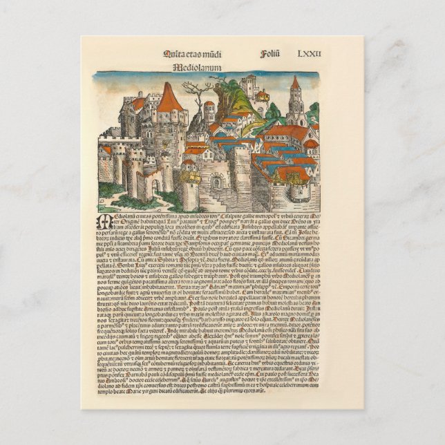 Milan Italy 1493 Medieval Chronicle Old Book Postcard (Front)