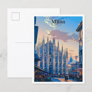 Milan Italy Art Vintage Travel  Postcard