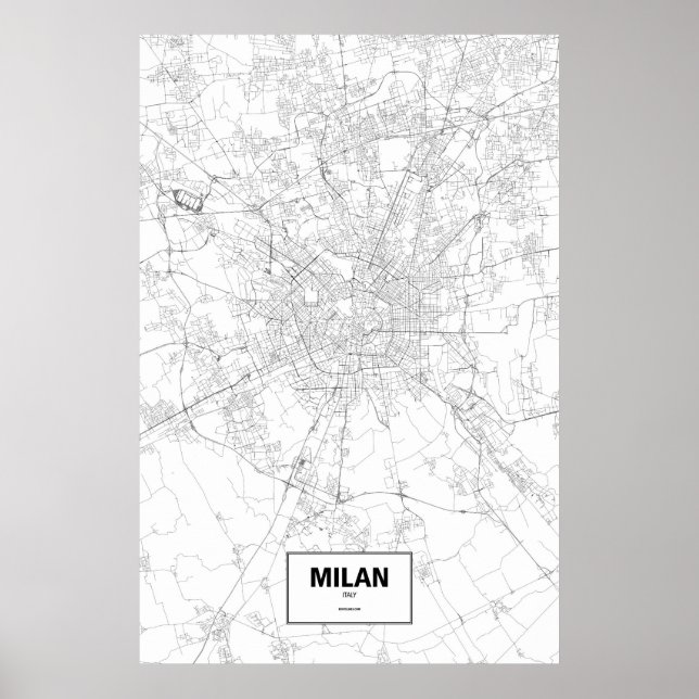 Milan, Italy (black on white) Poster (Front)