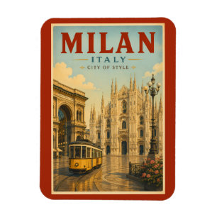 Milan Italy Cathedral Illustration Travel Art Magnet