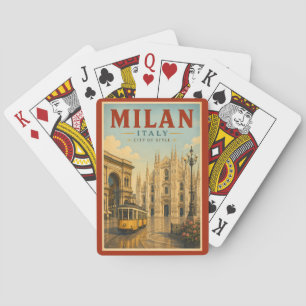 Milan Italy Cathedral Illustration Travel Art Poker Cards