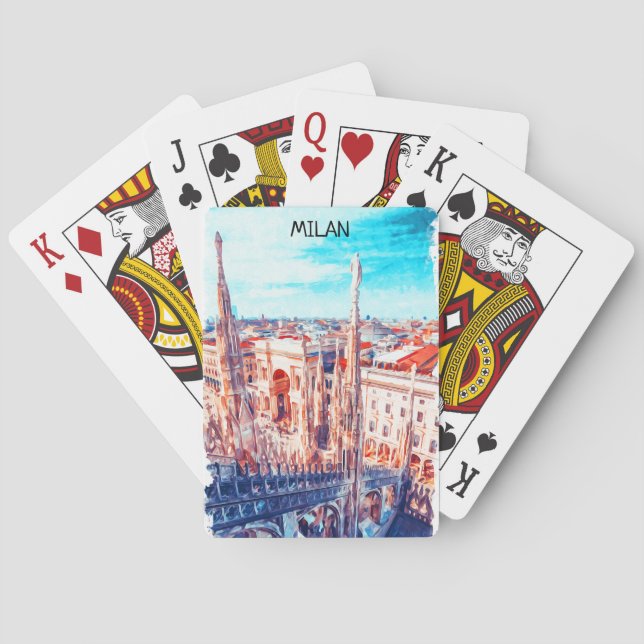 Milan Italy Cathedral Painting Poker Cards (Back)