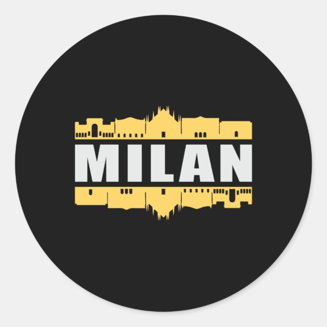 Milan Italy City Skyline Cityscape Funny Gift Classic Round Sticker (Front)