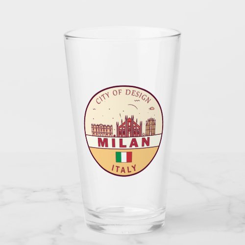 Milan Italy City Skyline Emblem Glass
