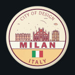 Milan Italy City Skyline Emblem Magnet<br><div class="desc">Milan minimalist,  colorful art design featuring monuments and landmarks of the city in Italy.</div>
