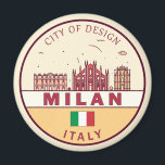 Milan Italy City Skyline Emblem Magnet<br><div class="desc">Milan minimalist,  colorful art design featuring monuments and landmarks of the city in Italy.</div>