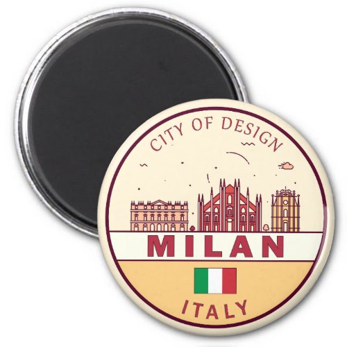 Milan Italy City Skyline Emblem Magnet