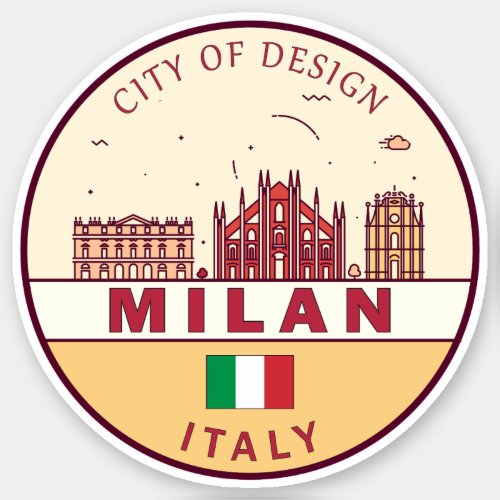 Milan Italy City Skyline Emblem Sticker