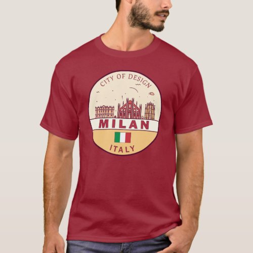 Milan Italy City Skyline Emblem T_Shirt