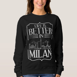 Milan Italy City Skyline Map Travel Sweatshirt