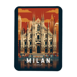 Milan Italy Duomo di Milano Travel Art Vintage Magnet