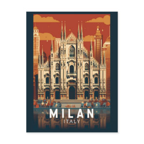 Milan Italy Duomo di Milano Travel Art Vintage Postcard
