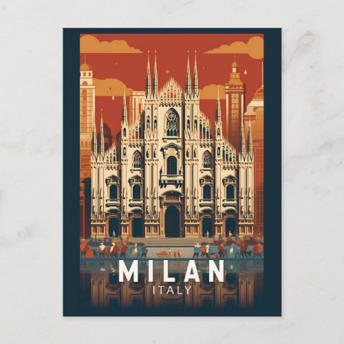 Milan Italy Duomo di Milano Travel Art Vintage Postcard