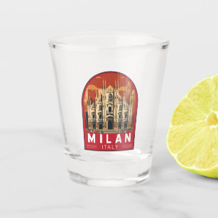 Milan Italy Duomo di Milano Travel Art Vintage Shot Glass