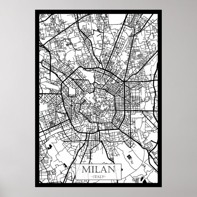 Milan Italy Map Poster (Front)