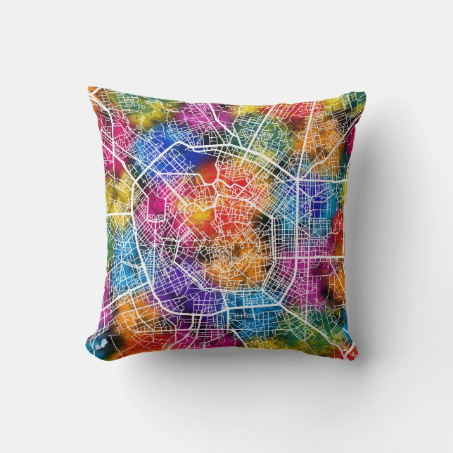 Milan Italy Map Throw Pillow (Front)