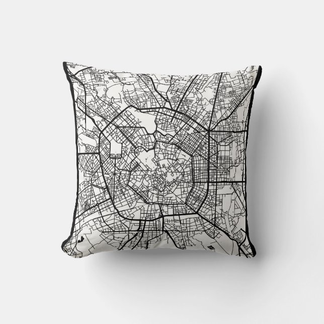 Milan Italy Map Throw Pillow (Front)