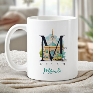 Milan Italy Monogram Letter M Personalized Gift Coffee Mug