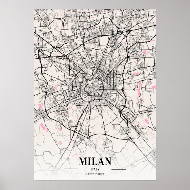 Milan - Italy Neapolitan City Map Poster (Front)