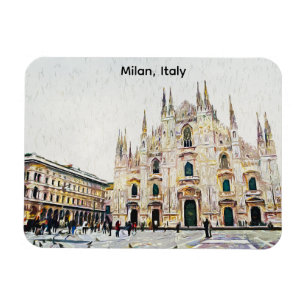 Milan Italy Oil Paint Illustration Magnet
