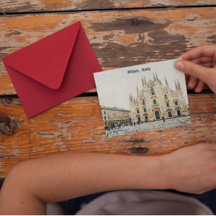 Milan Italy Oil Paint Illustration Postcard