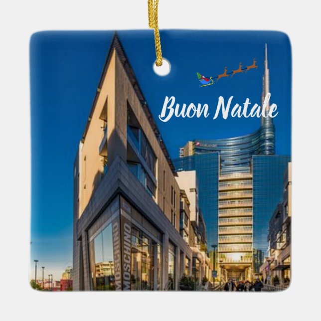 Milan Italy Panoramic Christmas Ornament (Front)