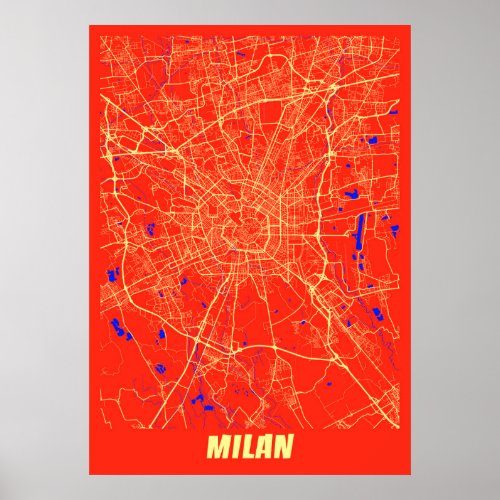 Milan _ Italy Retro City Map Poster