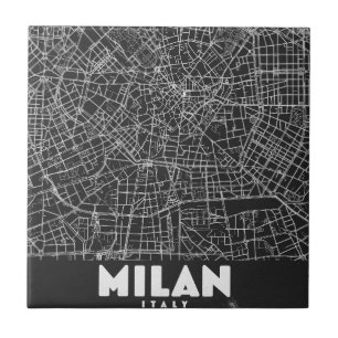 Milan Italy Retro Map Ceramic Tile
