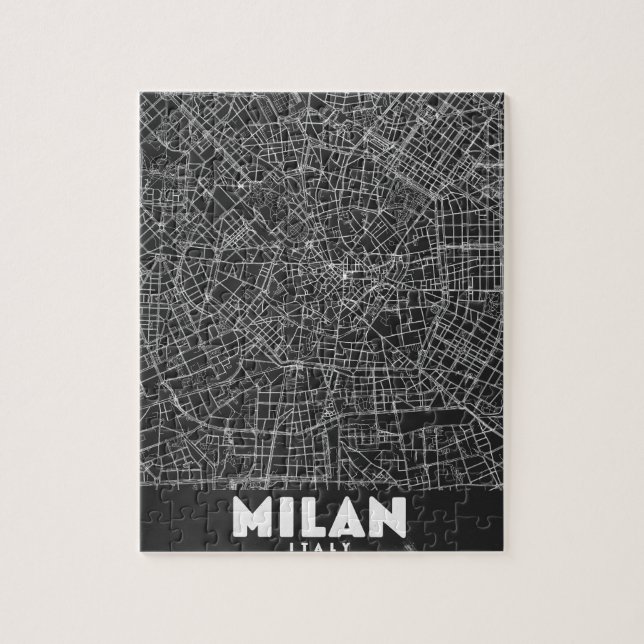 Milan Italy Retro Map Jigsaw Puzzle (Vertical)