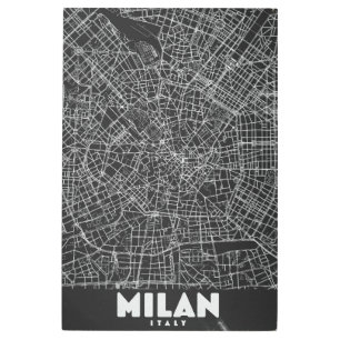 Milan Italy Retro Map Metal Print