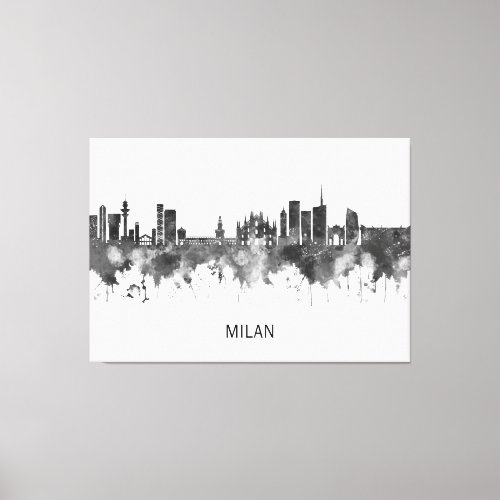 Milan Italy Skyline BW Canvas Print