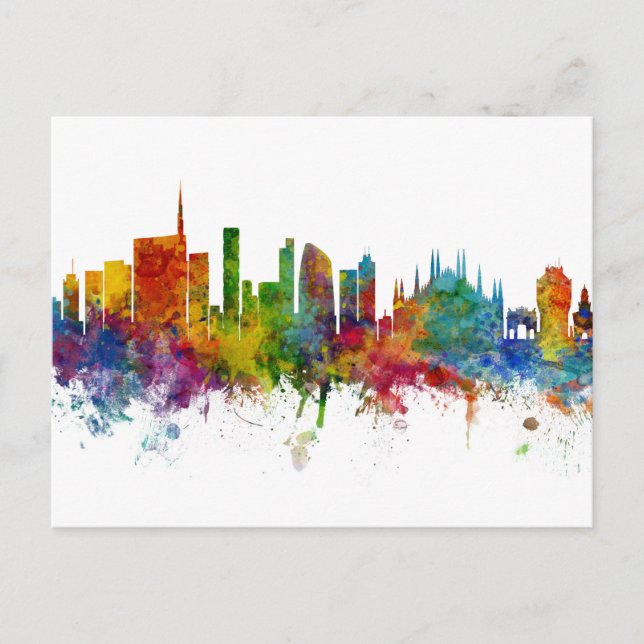 Milan Italy Skyline Postcard (Front)