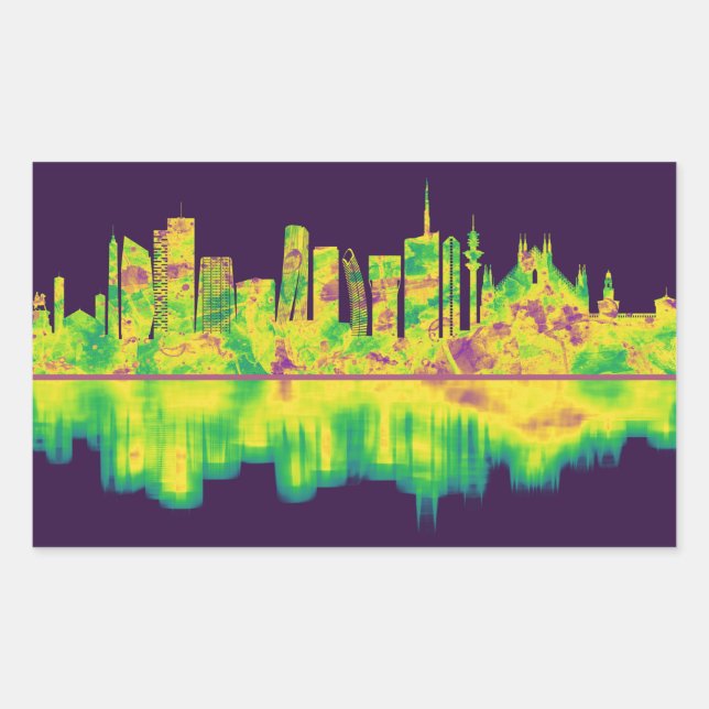 Milan Italy Skyline Rectangular Sticker (Front)