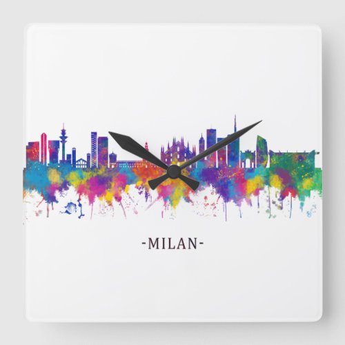 Milan Italy Skyline Square Wall Clock