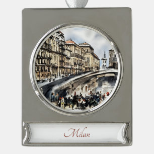 Milan, Italy Travel Art Watercolor Ornament