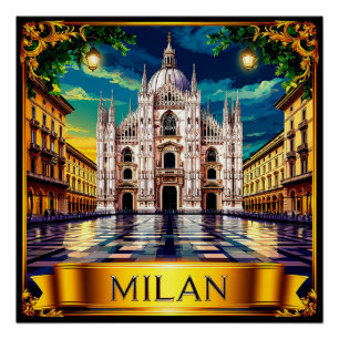 🧲 Milan Italy Travel Souvenir Keepsake Poster