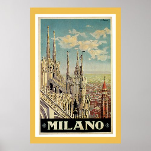 Milan Italy Vintage Travel Poster