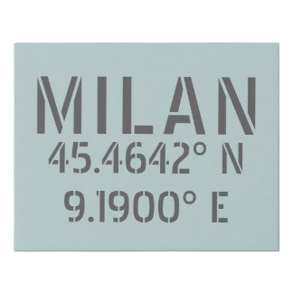 Milan Latitude and Longitude Faux Canvas Print