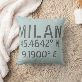 Milan Latitude and Longitude Throw Pillow