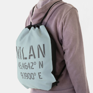 Milan Latitude Longitude Drawstring Bag