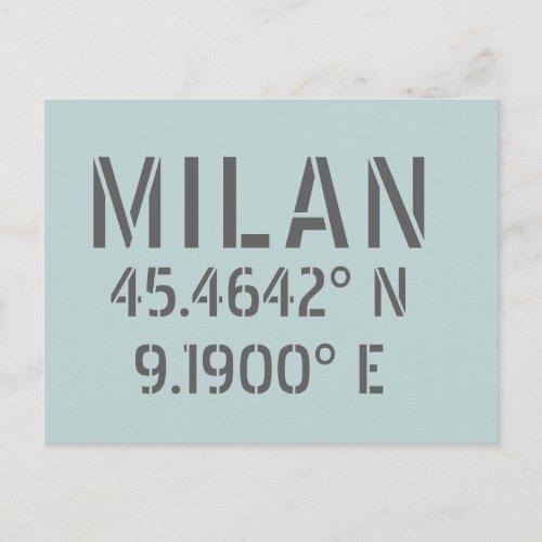 Milan Latitude Longitude Postcard